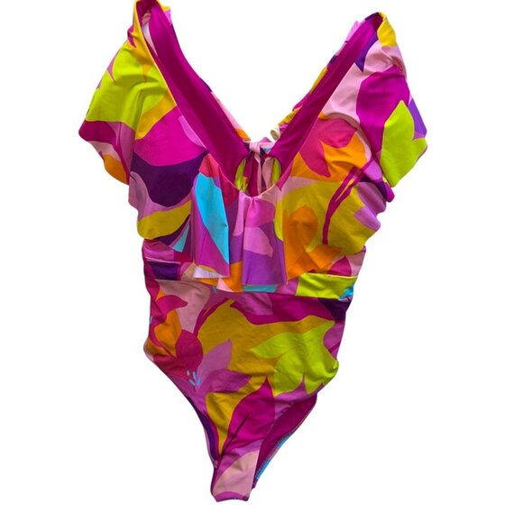 trina turk PHENOMENAL bright colors one piece flutter sleeve bathing swimsuit 12 - Picture 1 of 4